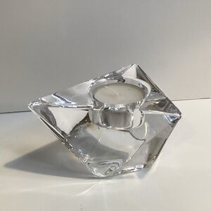 Orrefors Sweden Crystal Asymmetrical Heavy Votive Candle Holder